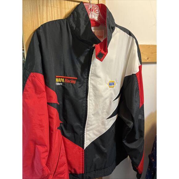 Speed Zone VTG Windbreaker Men L Jacket Red Black Shark Tooth Napa Racing Filter - Picture 9 of 13